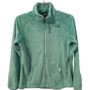 The North Face Girls Large 14-16 Fleece Jacket Full Zip Mint Green Fuzzy Soft